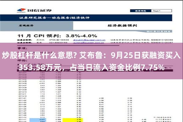 炒股杠桿是什么意思? 艾布魯：9月25日獲融資買入353.58萬(wàn)元，占當(dāng)日流入資金比例7.75%